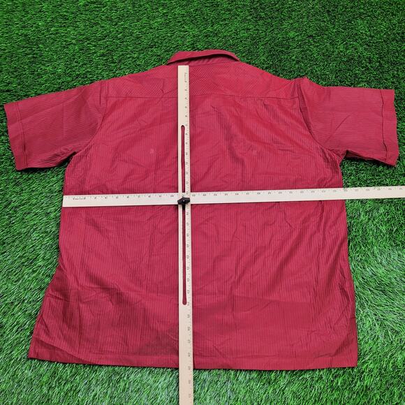 Vintage 90s Haband Textured Disco Button Shirt 2XL 26x29 Red - Picture 3 of 11